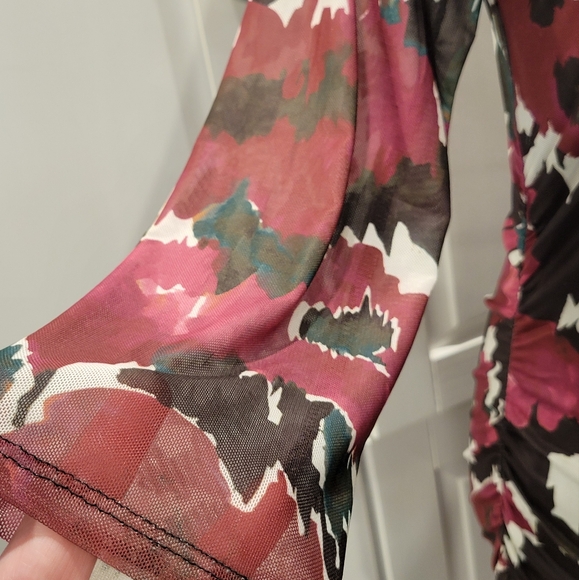 Cupio Blush Floral Dress Lined Women's Size Medium Stretch Long Sleeve - Picture 4 of 12